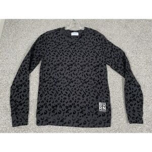 Burn Boot Camp Love Yourself Black Leopard Crewneck‎ Pullover Womens Size XS